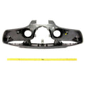 Black plastic front fairing for Indian motorcycle with circular headlight openings and mounting points.