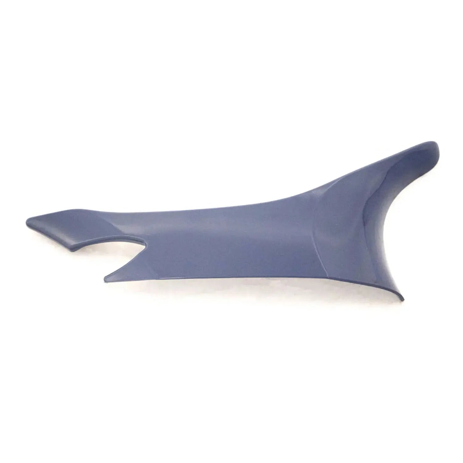 Matte black molded plastic motorcycle upper right body side cover with smooth curved design.