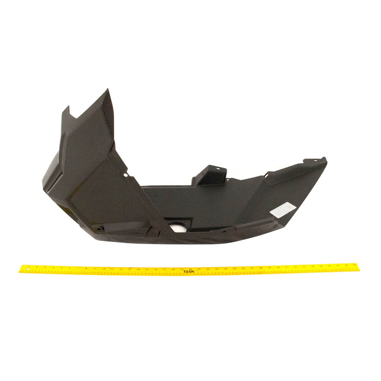 Matte black angular front left fender panel with mounting tabs for offroad Polaris UTV.