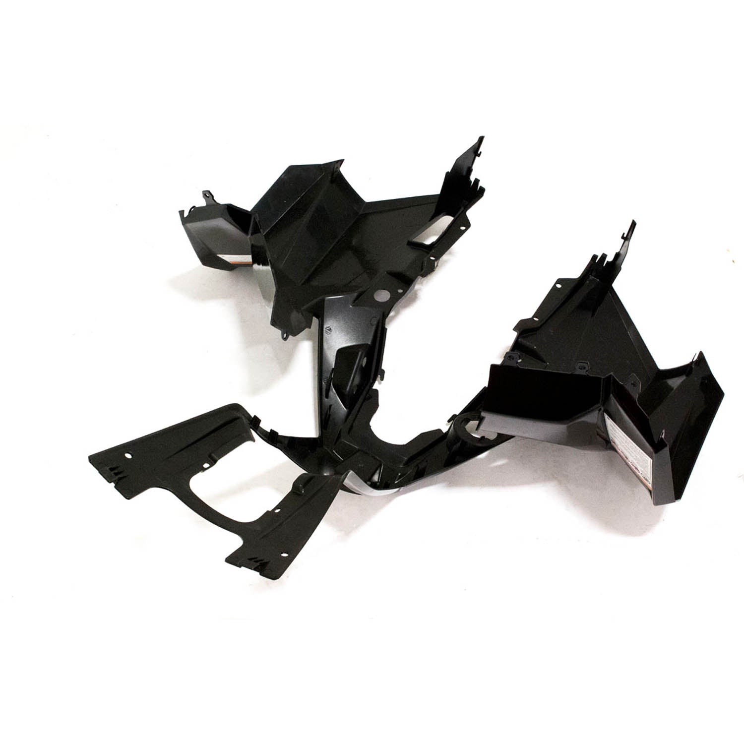 Black plastic UTV hood panel with angular contours and mounting points designed for Polaris Ranger models.