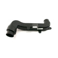 Black plastic clutch intake duct with curved shape and mounting bracket for Polaris vehicles.