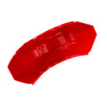 Red molded plastic intake hose cover with curved, contoured shape and mounting holes.