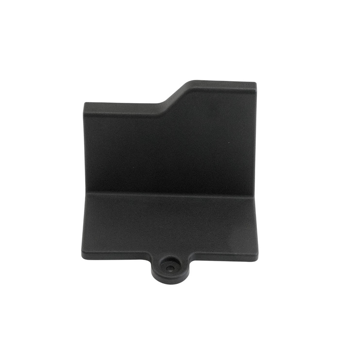 Black plastic rear cover panel with a mounting hole and angled edge design.