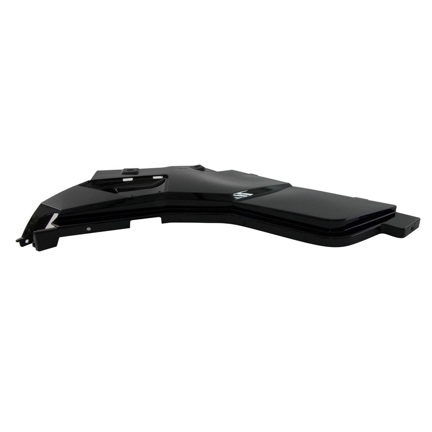 Black plastic rear left fender for Polaris offroad UTV with smooth, contoured surface and mounting points.