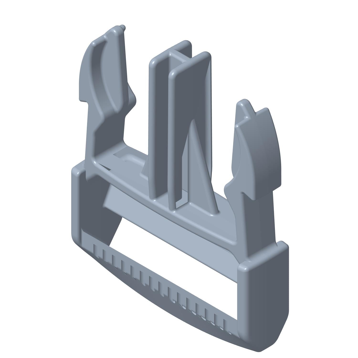 Gray plastic bucket-style clip with a 40 mm width and vertical slot for secure attachment.