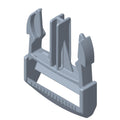 Gray plastic bucket-style clip with a 40 mm width and vertical slot for secure attachment.