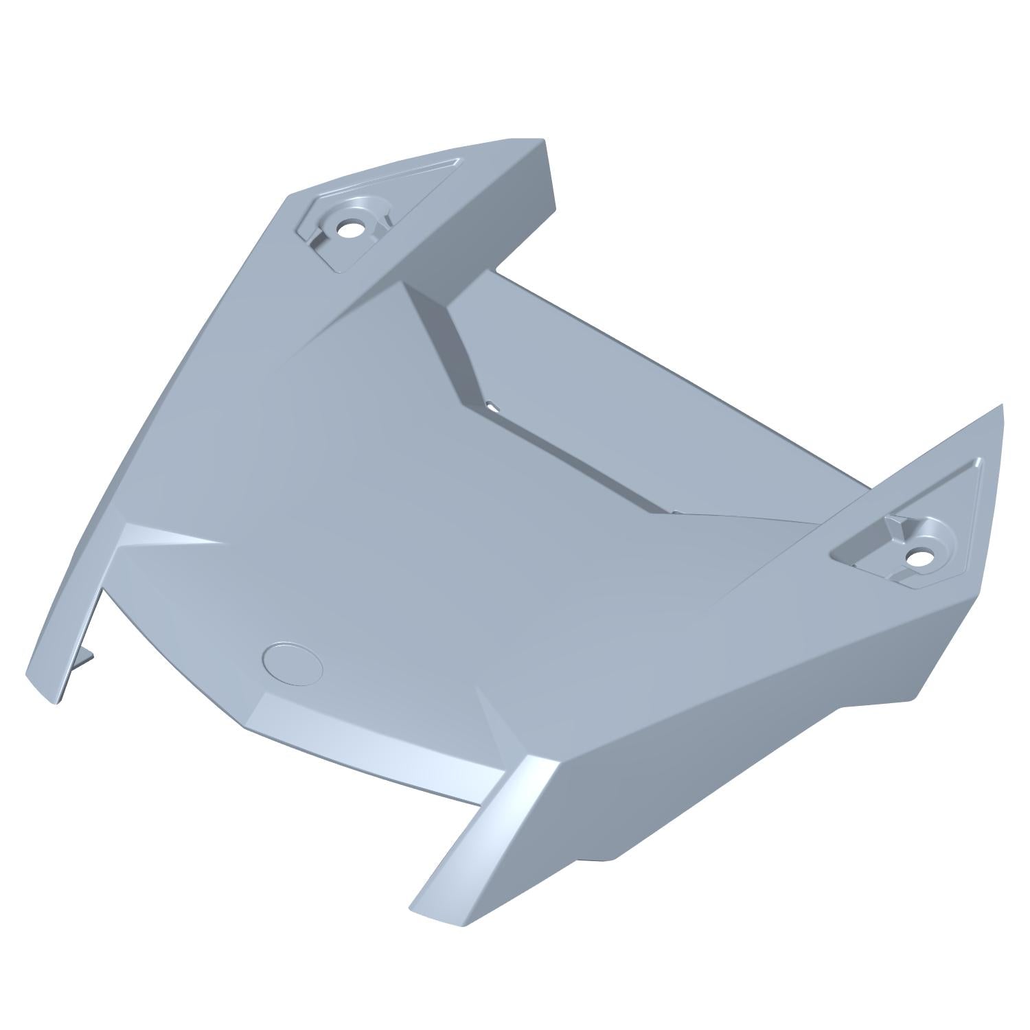 Glossy pearl black center hood for Polaris off-road vehicle with angular design and mounting holes.
