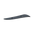 Flat black left fender strut cover with smooth finish and two mounting holes.