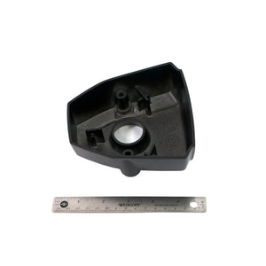 Flat black triangular ignition cover with circular metal insert and mounting points.