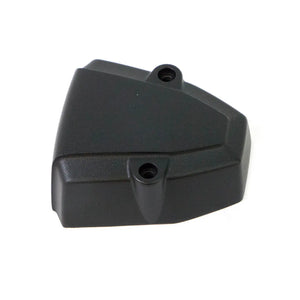 Matte black triangular ignition cover with two mounting holes and smooth finish.