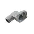 Gray metal thermostat cover with angled tubular extension and mounting flange.