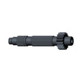 Dark metal countershaft gear with splined and toothed sections for motorcycle drivetrain.