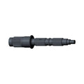 Black metal mainshaft with multiple stepped cylindrical sections and gear teeth patterns.