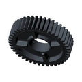 Black metal countershaft gear with evenly spaced teeth and central circular hole.
