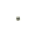 Small silver metal expansion plug with ridged edges and hollow center.