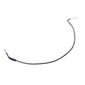 Black flexible throttle cable with metal connectors and a small cylindrical housing on one end.