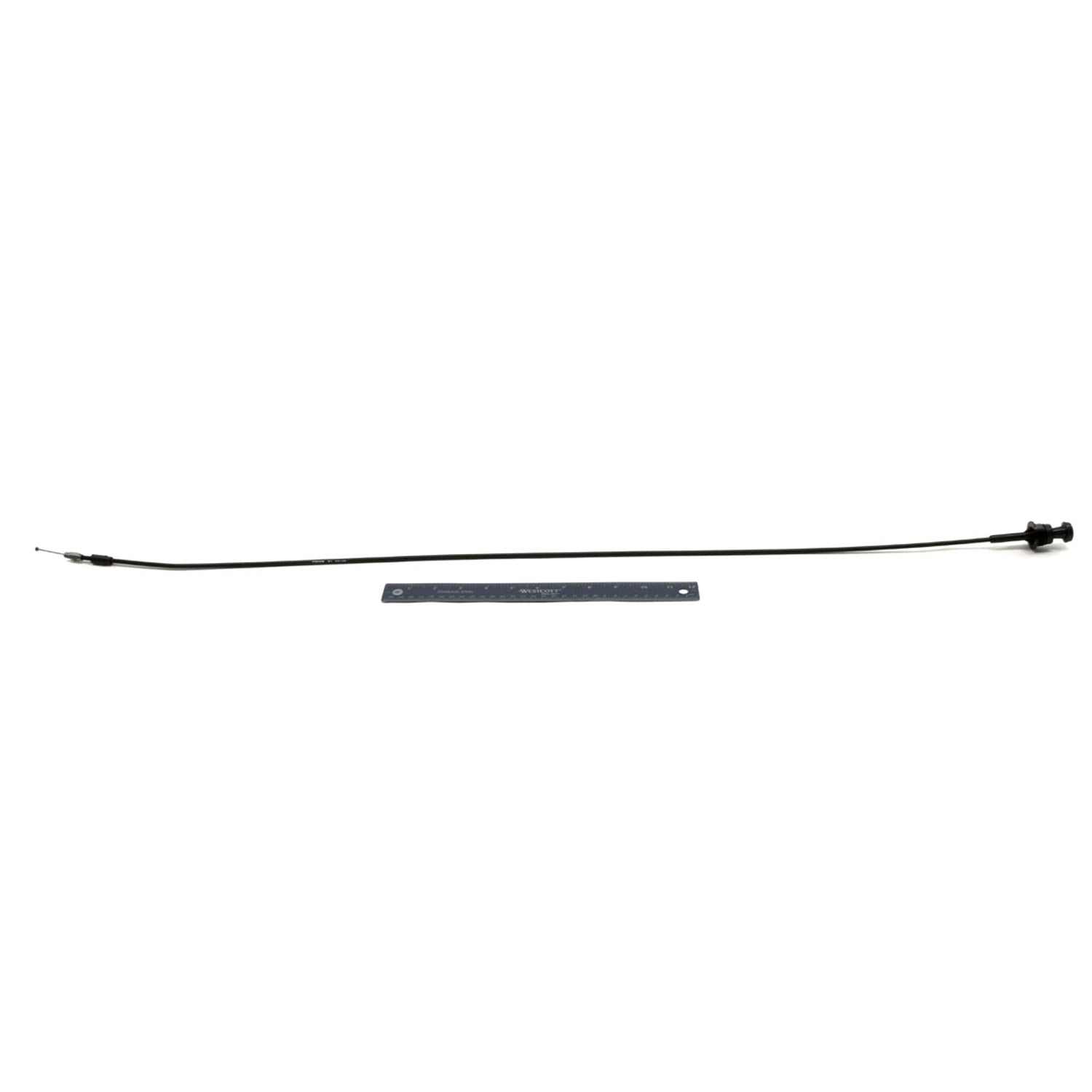 Black friction choke cable with metal fittings and plastic end knob, 40 inches long.