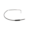 The Victory 1999-2000 Clutch Cable by Polaris, black with metal connectors and a ribbed flexible sleeve near one end, replaces OEM part 7081017 for Victory motorcycles; shown on a white background.