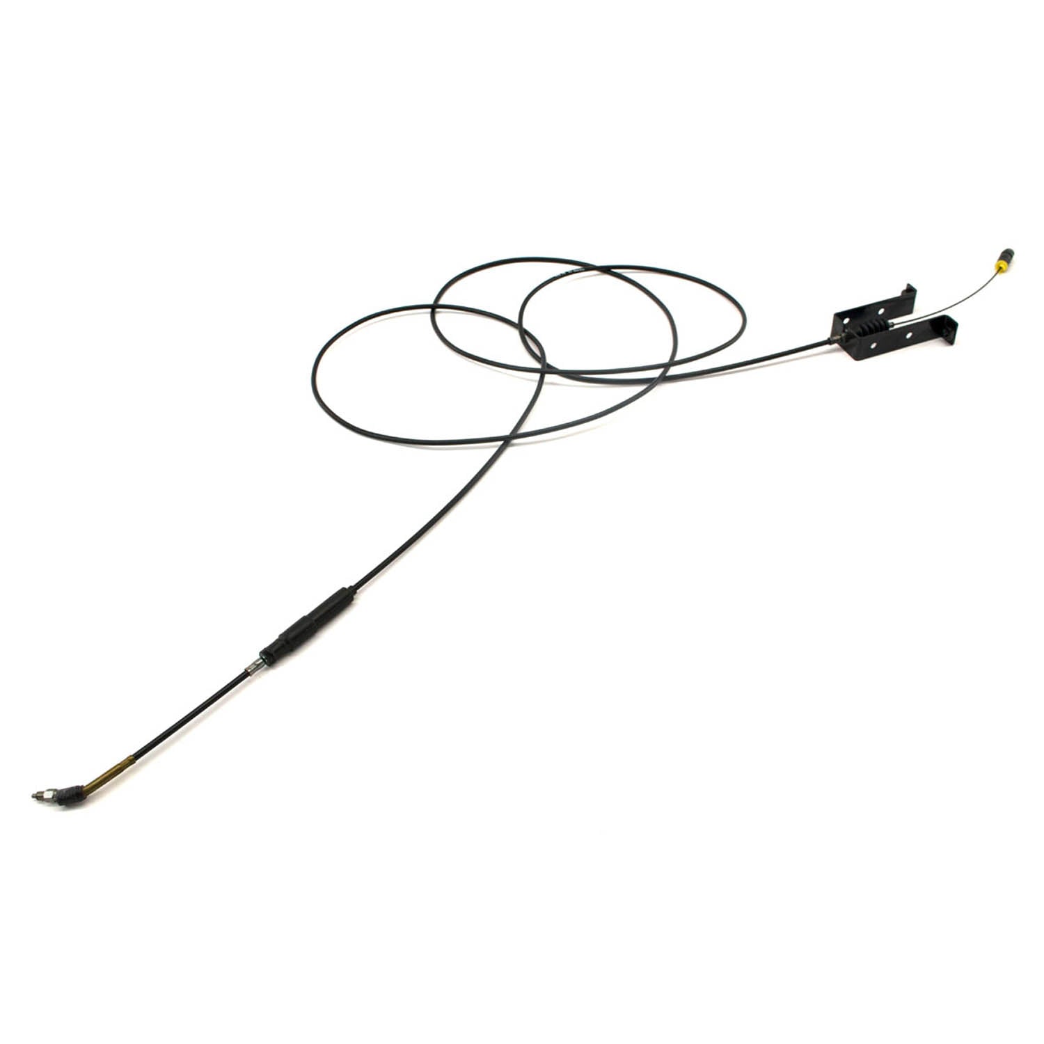 Black throttle cable with metal ends and plastic connectors designed for offroad UTV use.