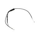 Black metal cable with cylindrical black protective covering and metal connectors at each end.