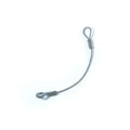Steel tailgate cable with looped ends and protective sleeves on each end.