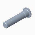 Gray cylindrical metal stud with a flat flange head and smooth surface designed for fastening or mounting.