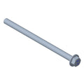 Long silver metal screw with hexagonal head and washer base.