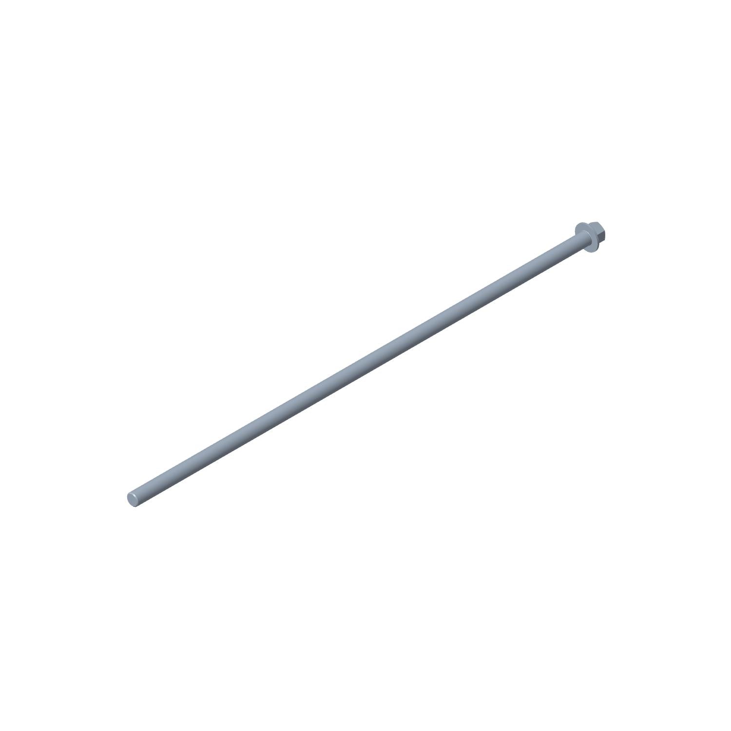 Long silver metal bolt with M8 thread and hexagonal head.