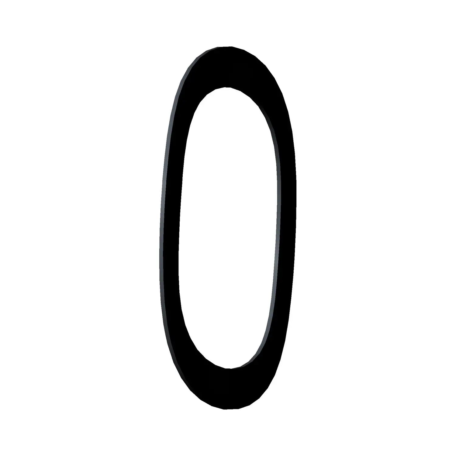 Black oval-shaped wave washer with smooth finish and uniform thickness.