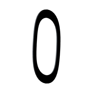 Black oval-shaped wave washer with smooth finish and uniform thickness.