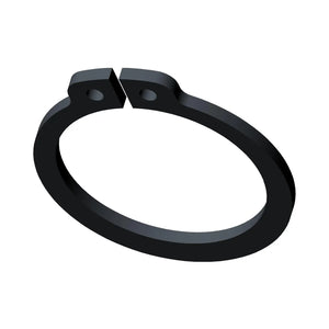 The Retaining Ring by Polaris is a black metal snap ring with a gap and two small holes at the ends, designed for motorcycle drivetrains and as an OEM Polaris retaining ring, displayed on a white background.