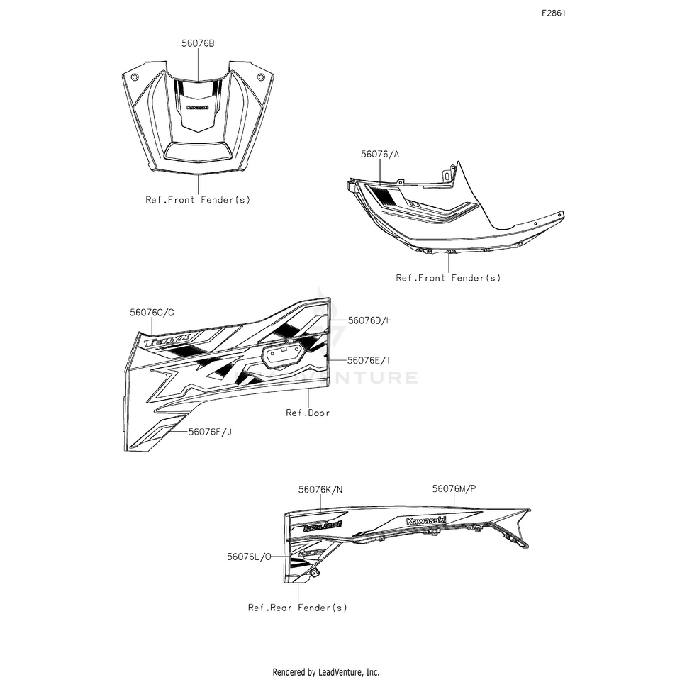 Pattern,Fr Fender,Lh by Kawasaki 56076-2695 OEM Hardware 56076-2695 Off Road Express Peach St