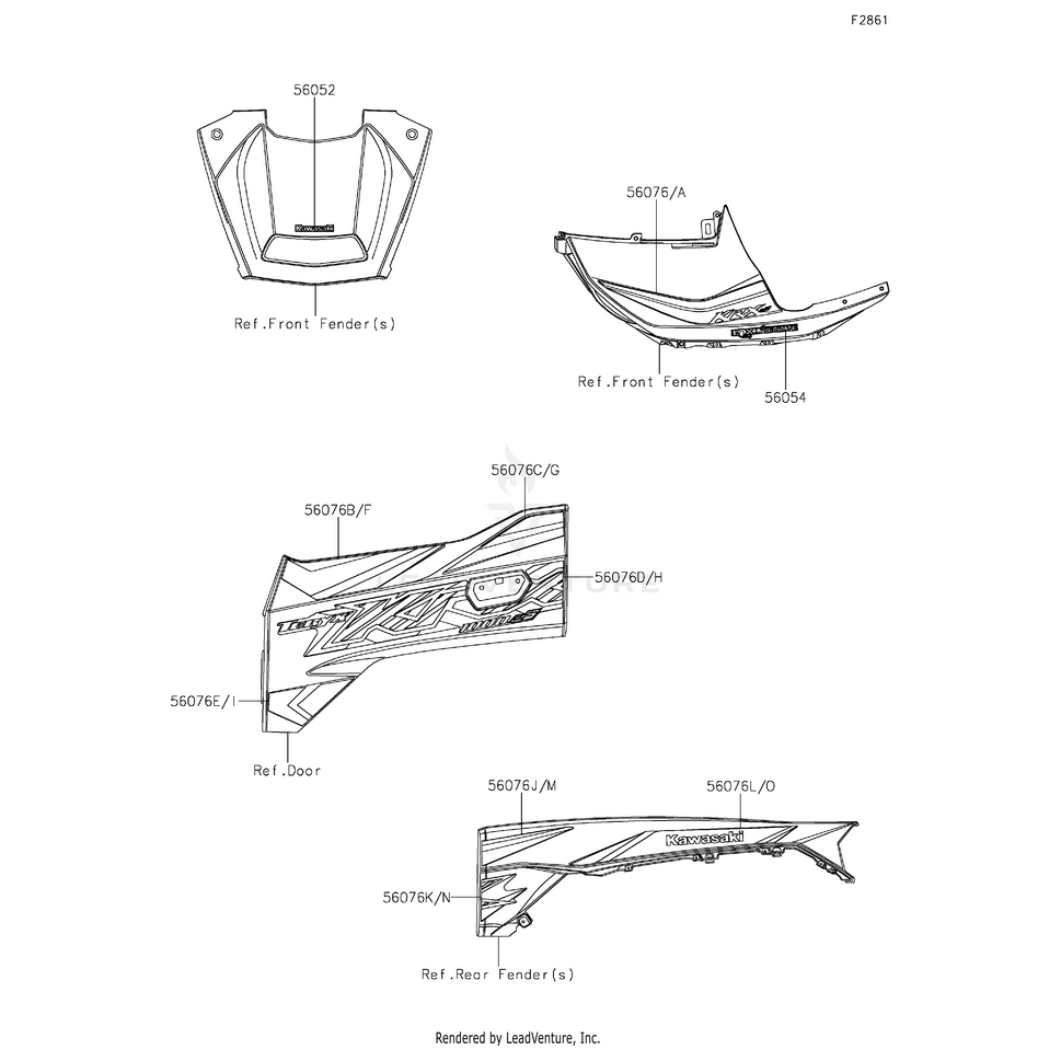 あかさま専用ページ Kawasaki Pattern Fr Fender LH OEM #56076-4352 Witchdoctors