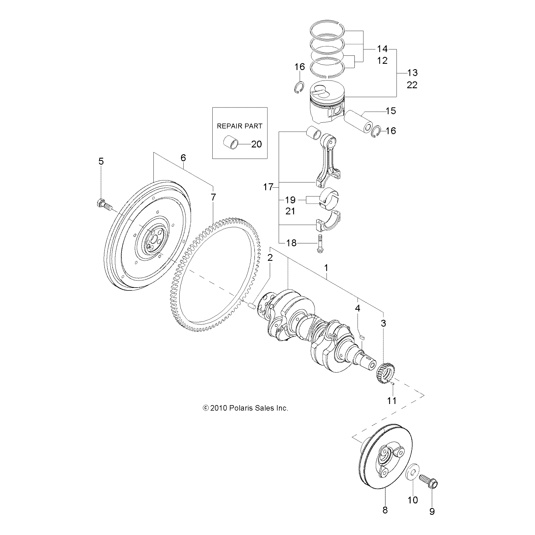 Piston Assembly, Os .25 by Polaris 3070116 OEM Hardware P3070116 Off Road Express