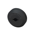 Black cylindrical winch stop magnet with centered hole and embossed Polaris logo on top surface.