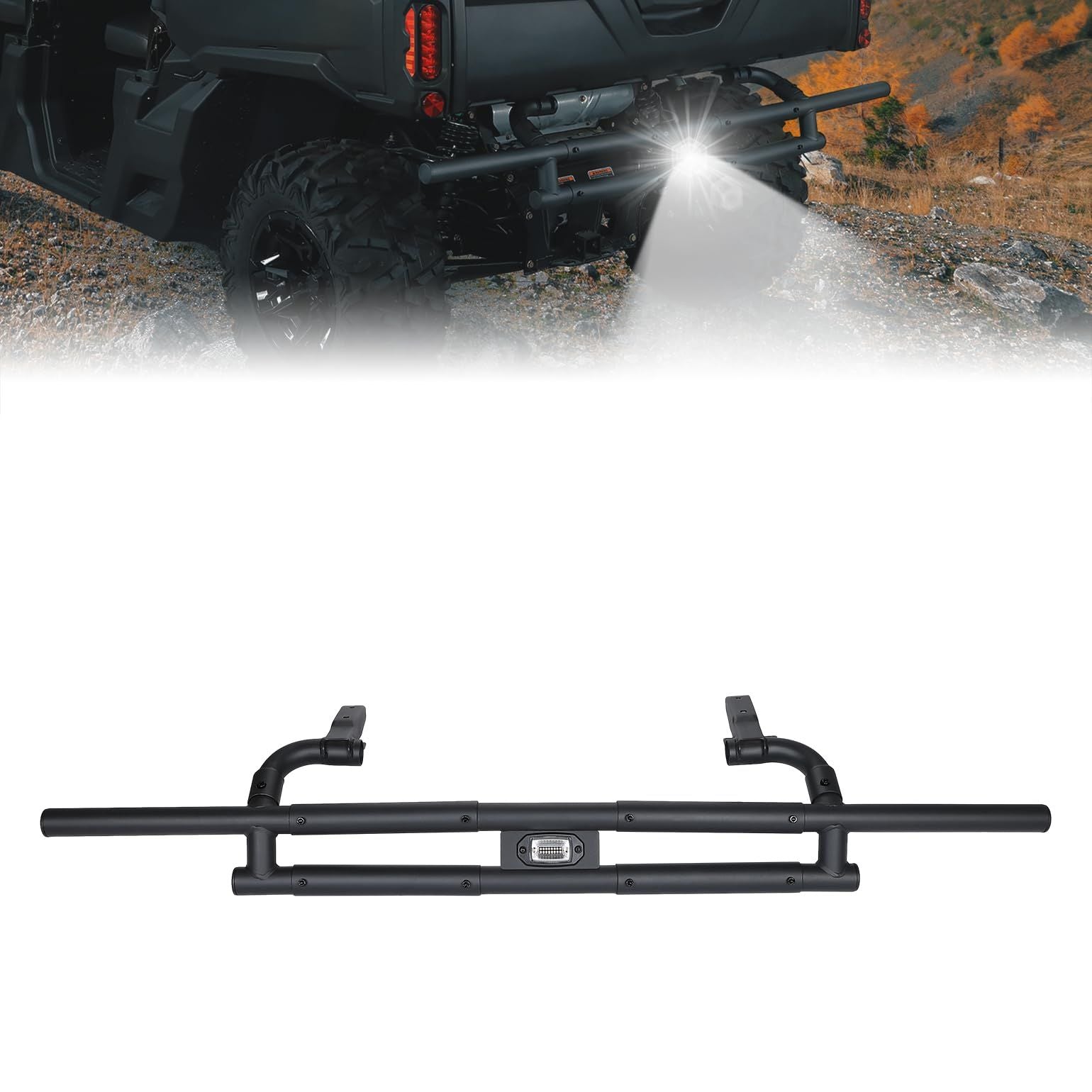 Rear Bumper With Light For Can Am Defender by Kemimoto B0101-04201BK Rear Bumper B0101-04201BK Kemimoto