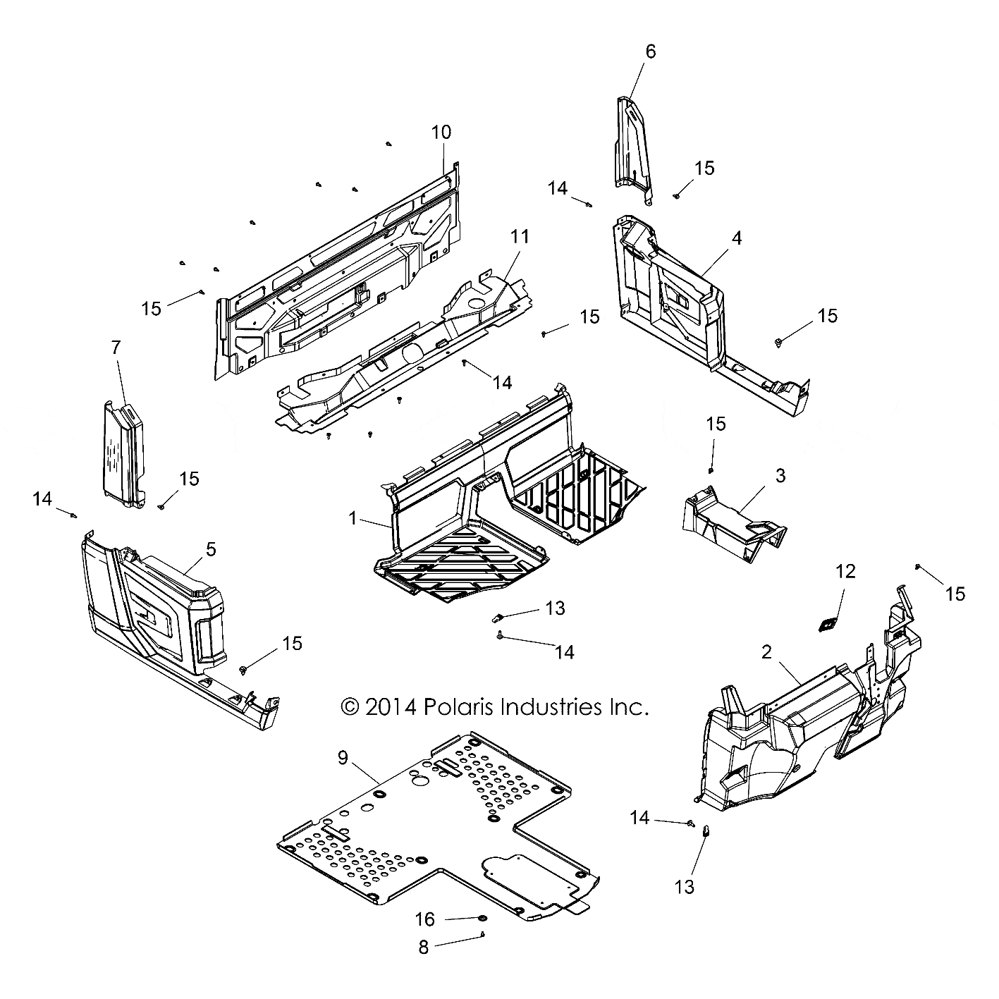 Rear Upper Rht Hand Fender Assembly Gl by Polaris 2635504-070 OEM Hardware P2635504-070 Off Road Express