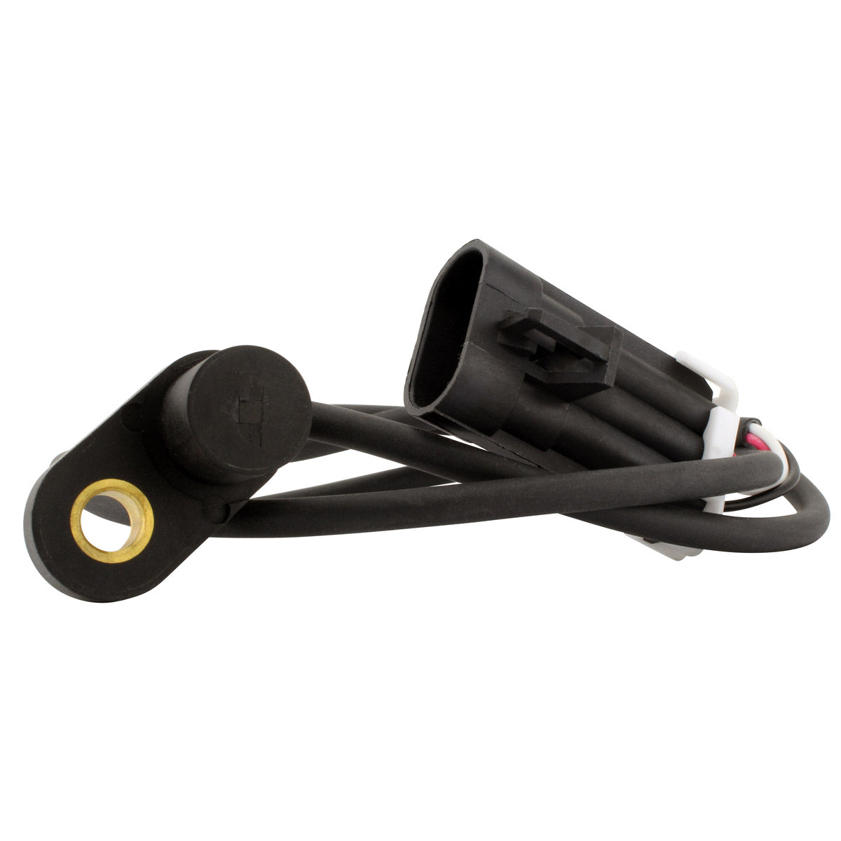 Black 32-inch Hall Effect speed sensor with circular mounting hole and two-pin connector on flexible cable.