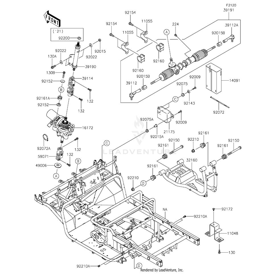 kawasaki steering gear Rodend-Tie,Steering Gear,Rh by Kawasaki