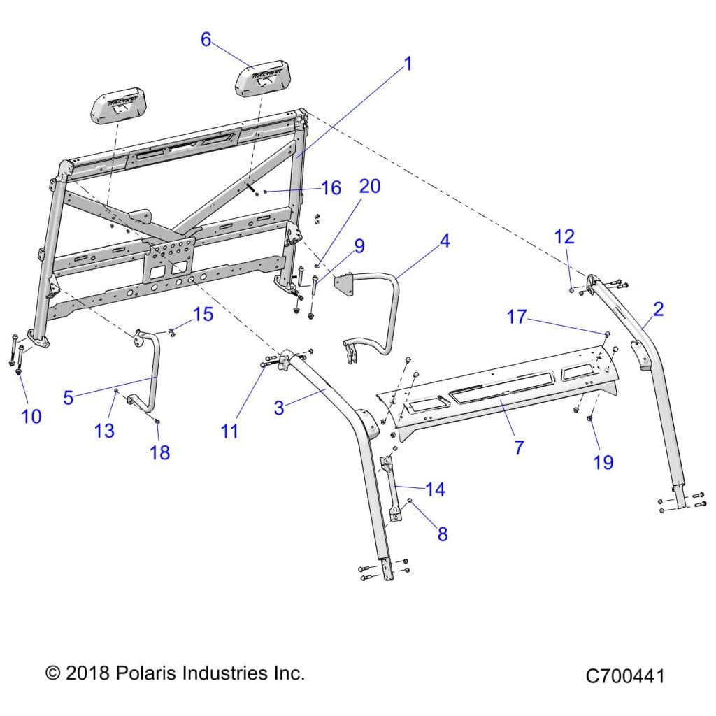 Rops (Rops) Grab Handle Gloss B by Polaris 5450844-070 OEM Hardware P5450844-070 Off Road Express