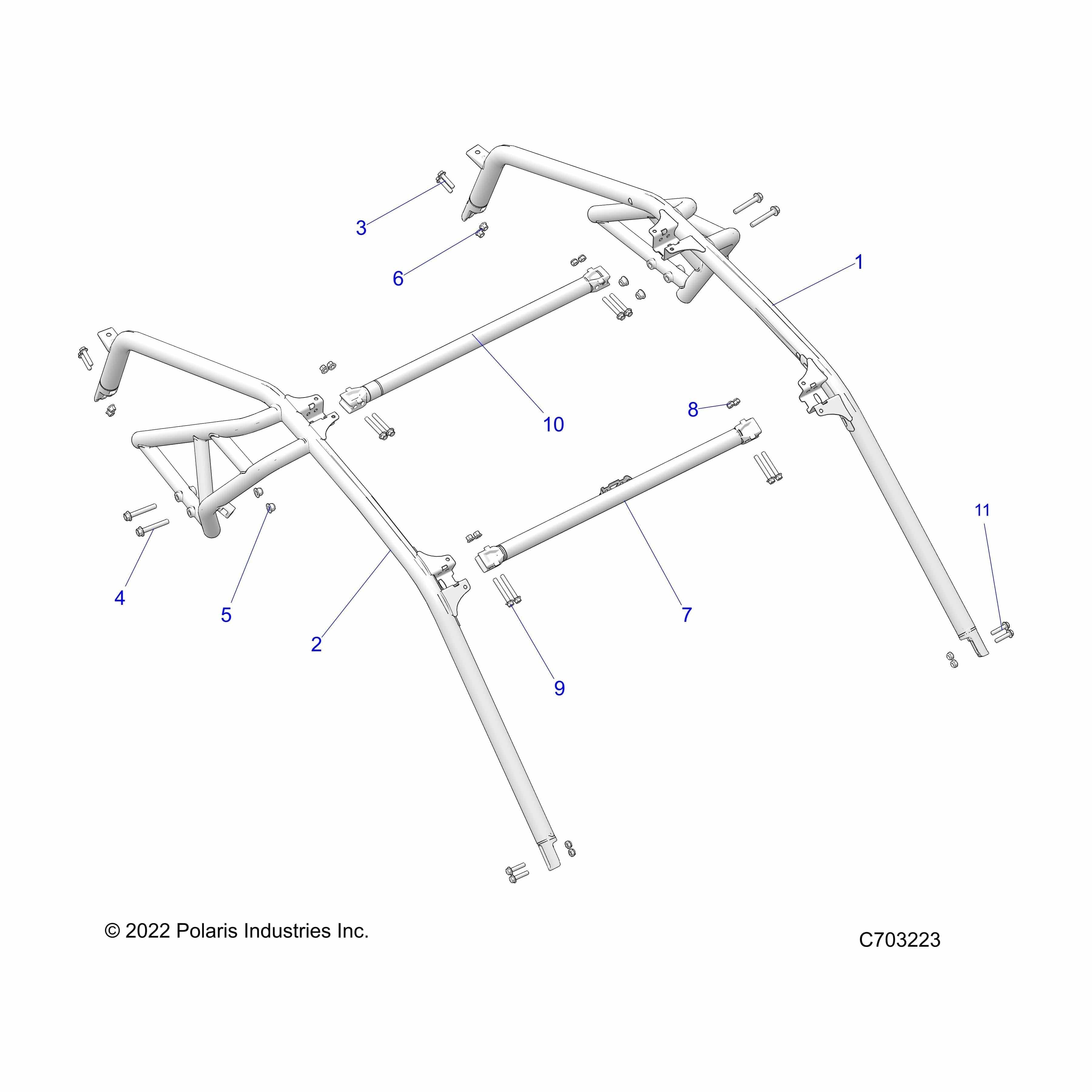 Rops Weld, Rear, Cross, Matte B by Polaris 1024232-458 OEM Hardware P1024232-458 Off Road Express