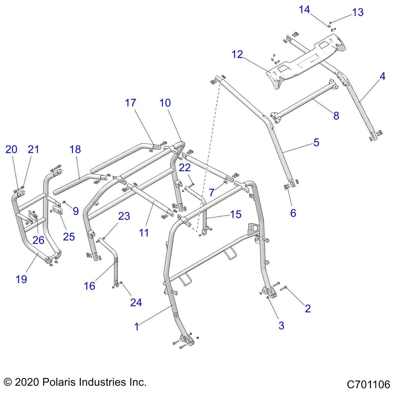 Rops Weld, Rear, Right, Matte B by Polaris 1020621-458 OEM Hardware P1020621-458 Off Road Express