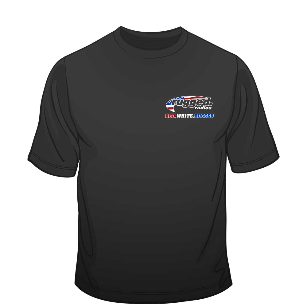 Rugged Radios American Flag T-Shirt - Black by Rugged Radios Rugged Radios