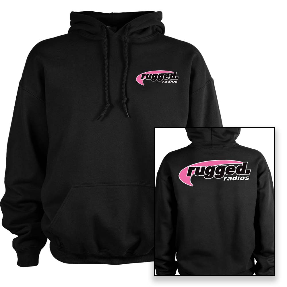 Rugged Radios Pink Pullover Hoodie - Black by Rugged Radios HOODIE-PINK-SM 01039374006103 Rugged Radios SM