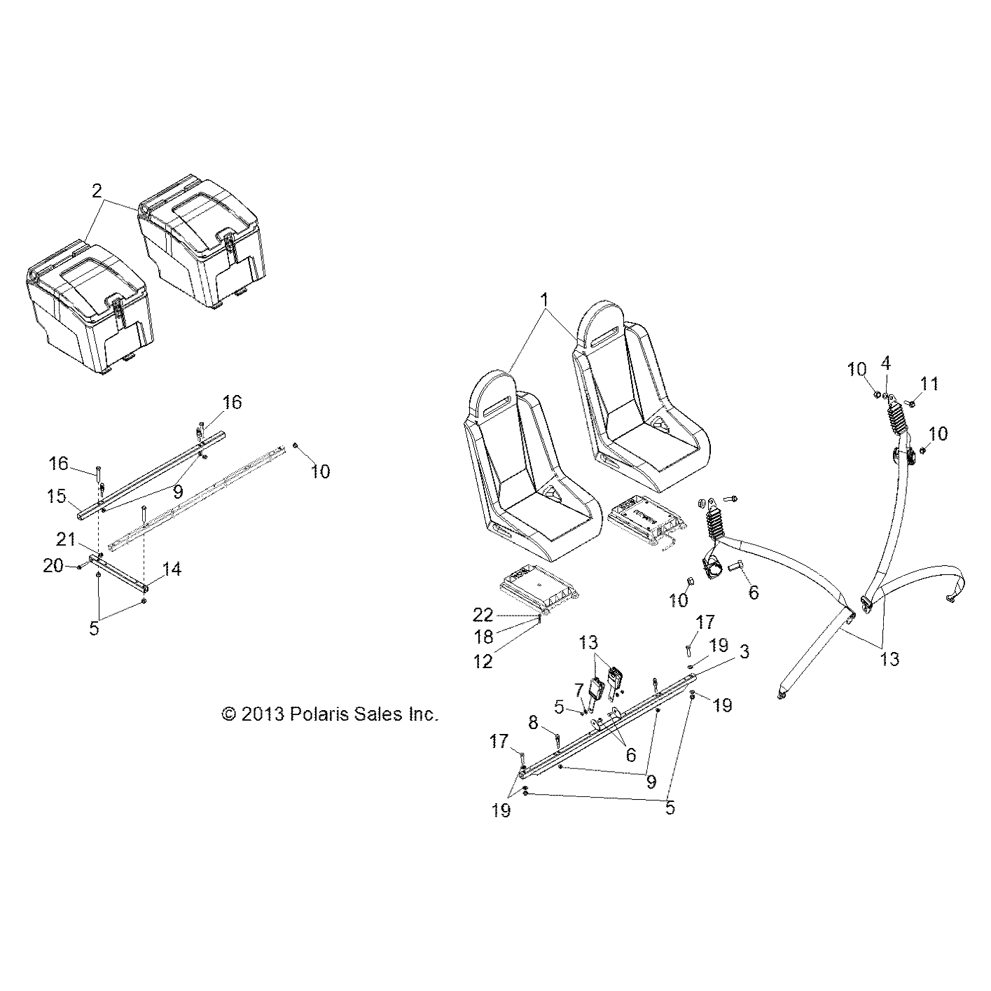 Rzr Seat Replacement Storage Bo by Polaris 2879058 OEM Hardware P2879058 Off Road Express