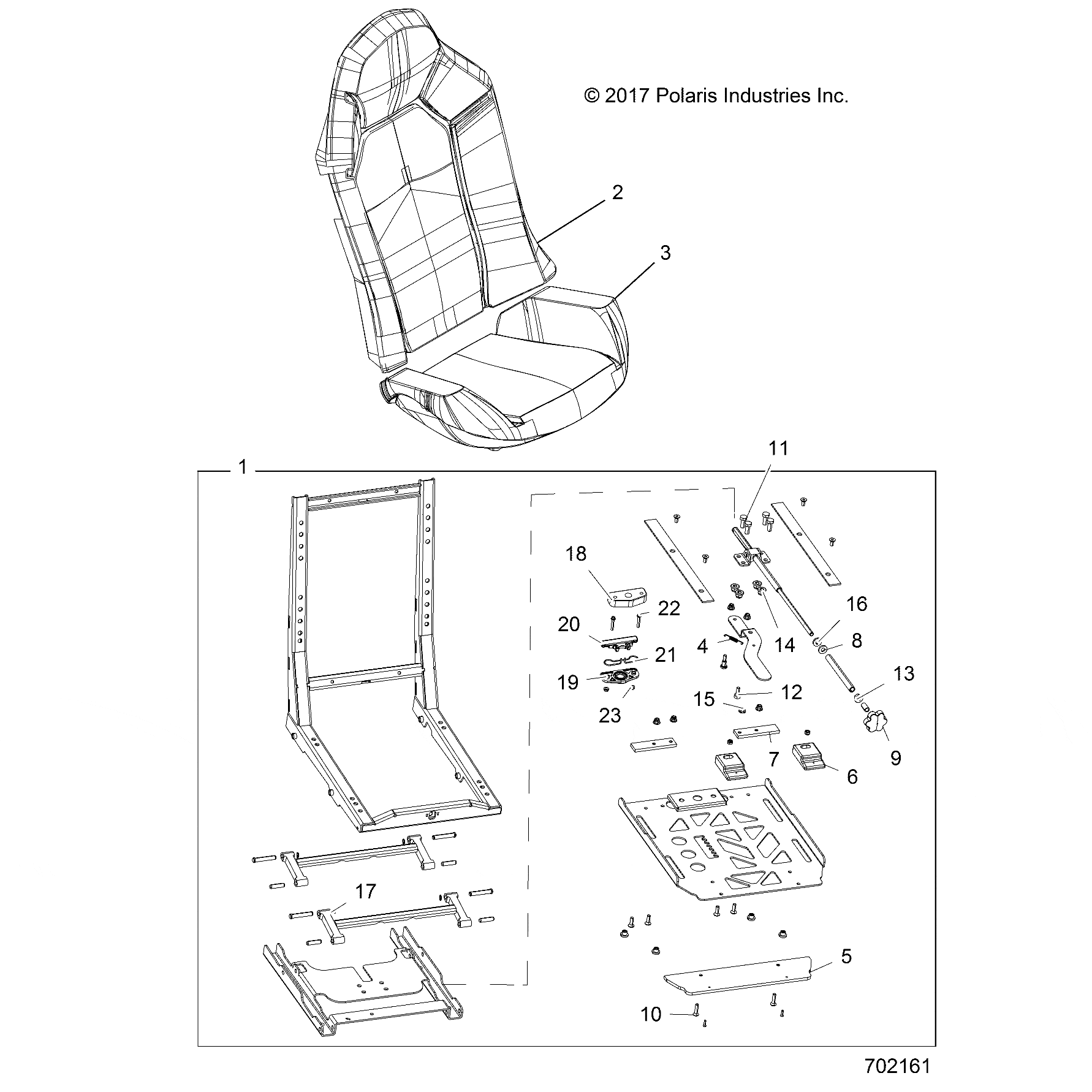 Seat Assembly Bottom Black/Turbo Sil by Polaris 2688435 OEM Hardware P2688435 Off Road Express