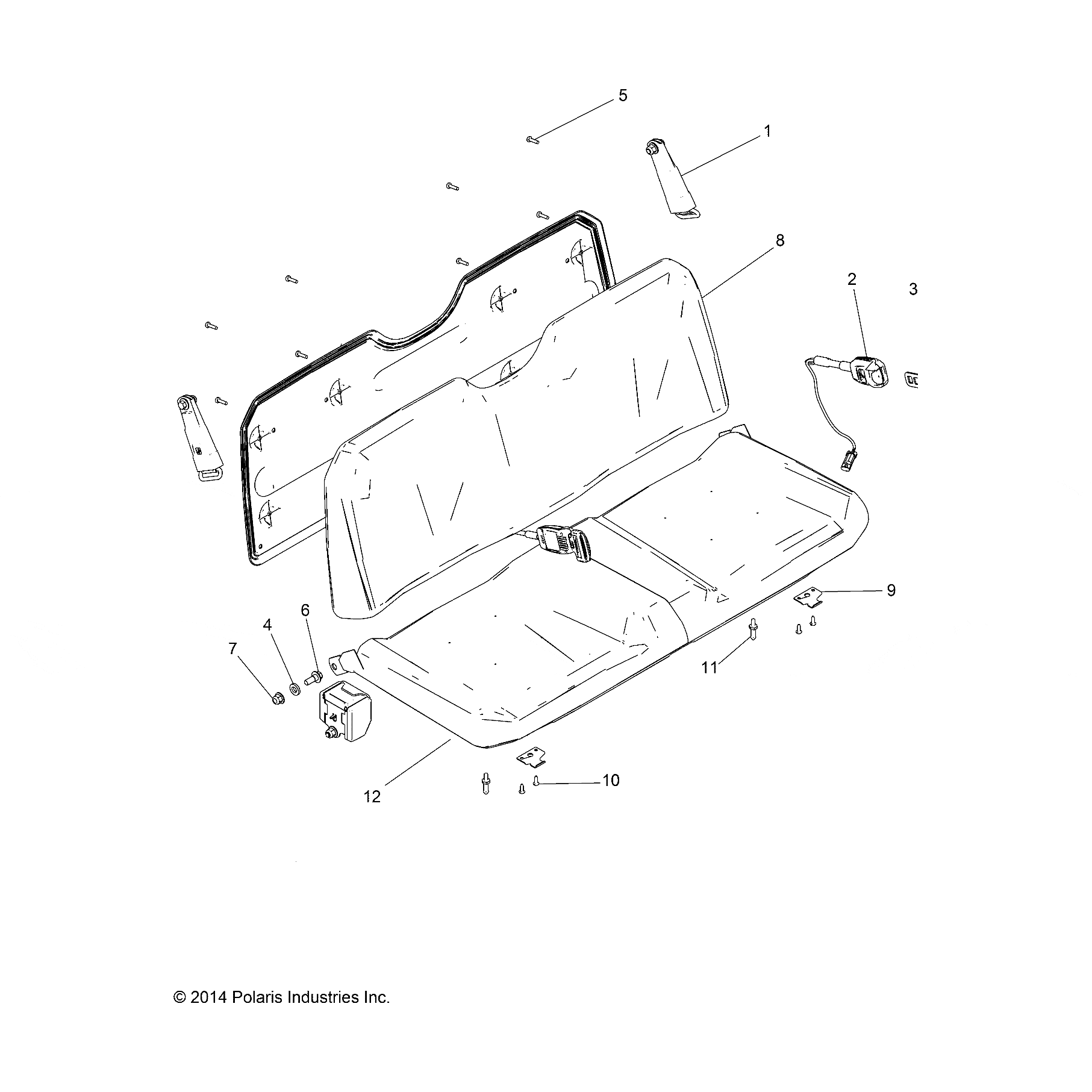Seat Bottom Assembly, Gloss Bla by Polaris 2686040-070 OEM Hardware P2686040-070 Off Road Express Drop Ship