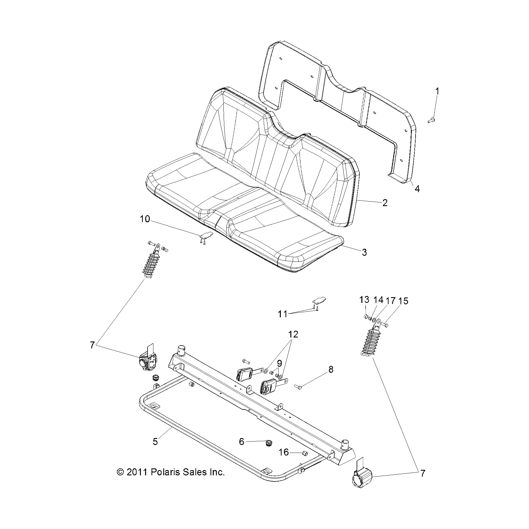 Seat Bottomw Assembly, by Polaris 2685622 OEM Hardware P2685622 Off Road Express Drop Ship