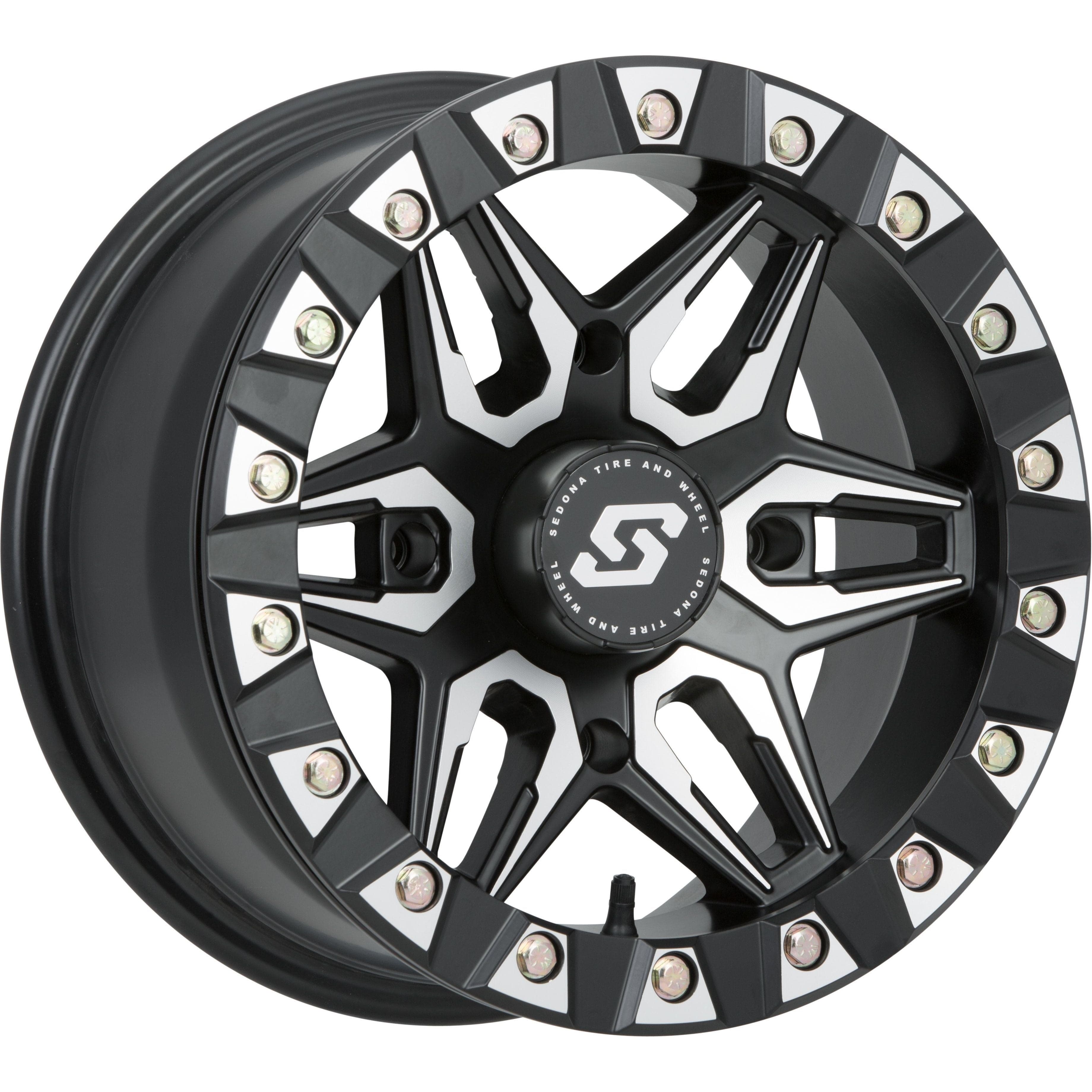 Split 6 Beadlock Wheel 14X7 4/156 6+1 (+30Mm) Black/Machined by Sedona A72M-47056-61S Beadlock Wheel 570-1245 Western Powersports Drop Ship