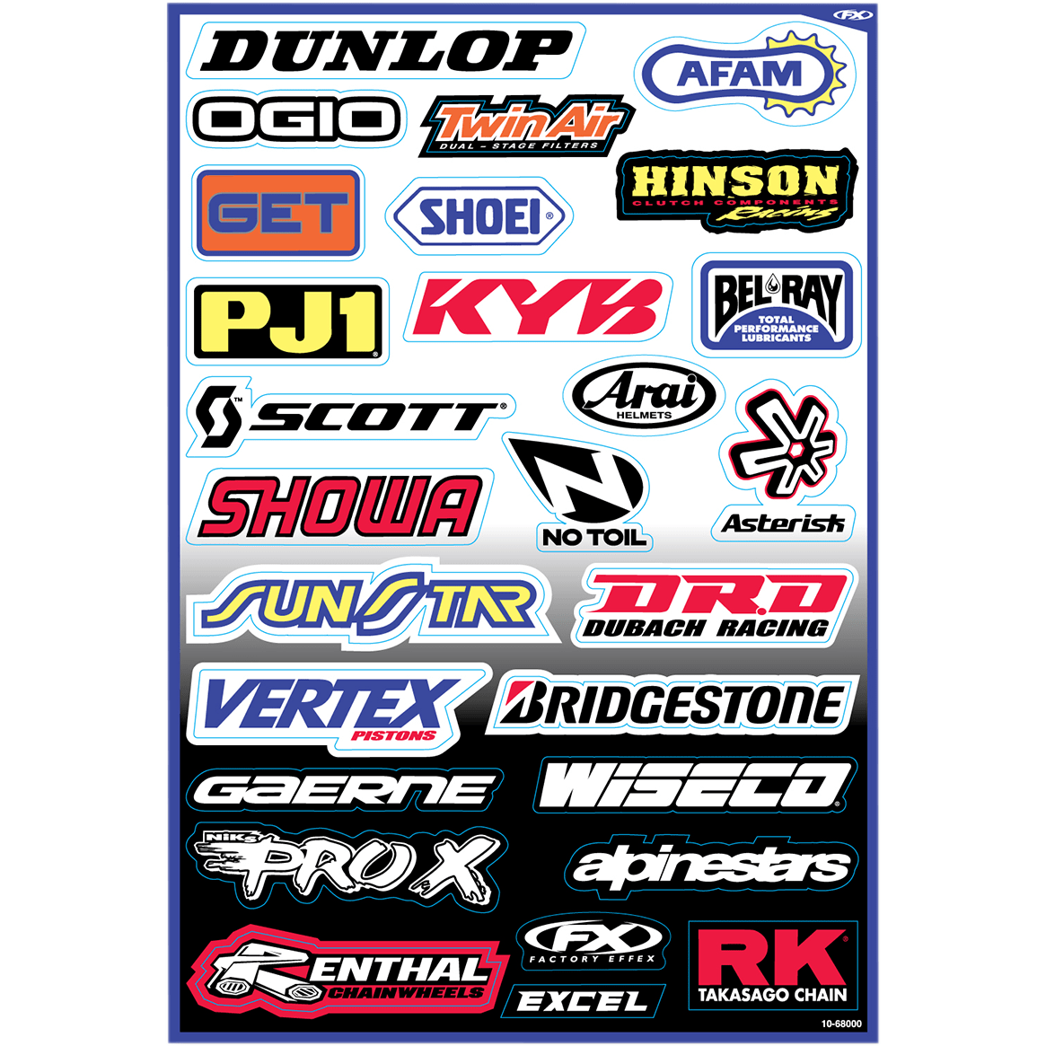Sponsor Sticker Kit By Factory Effex 10-68000 Decal Sheet 4320-0712 Parts Unlimited